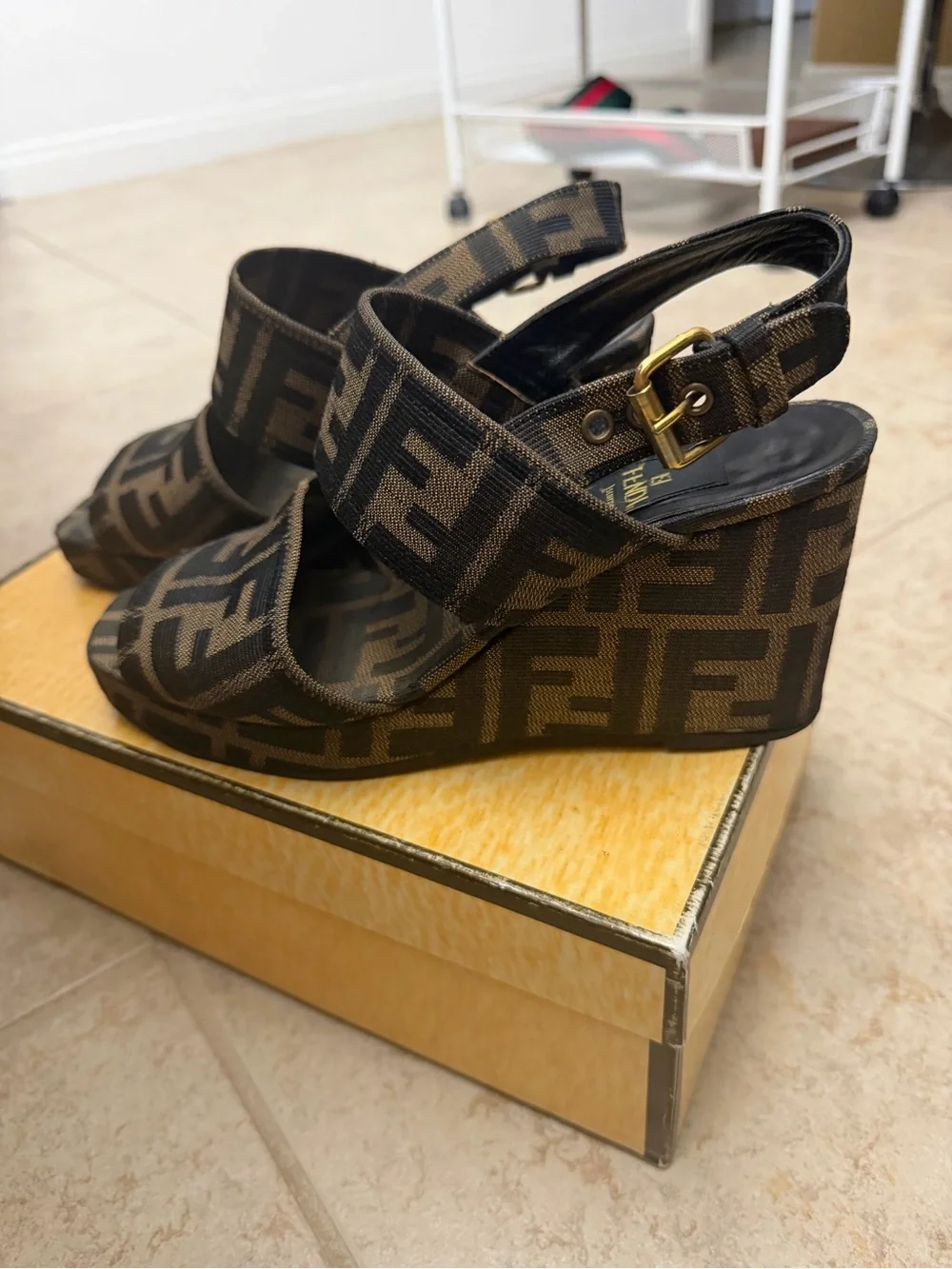 Fendi Zucca Wedge Heels Size 6.5